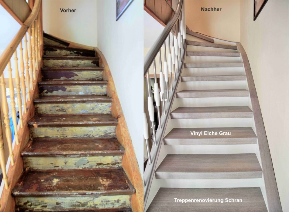 Alte Treppen Selber Renovieren Treppenrenovierung Arnstadt. Vinyl grau - Treppen-Renovierungen Schran